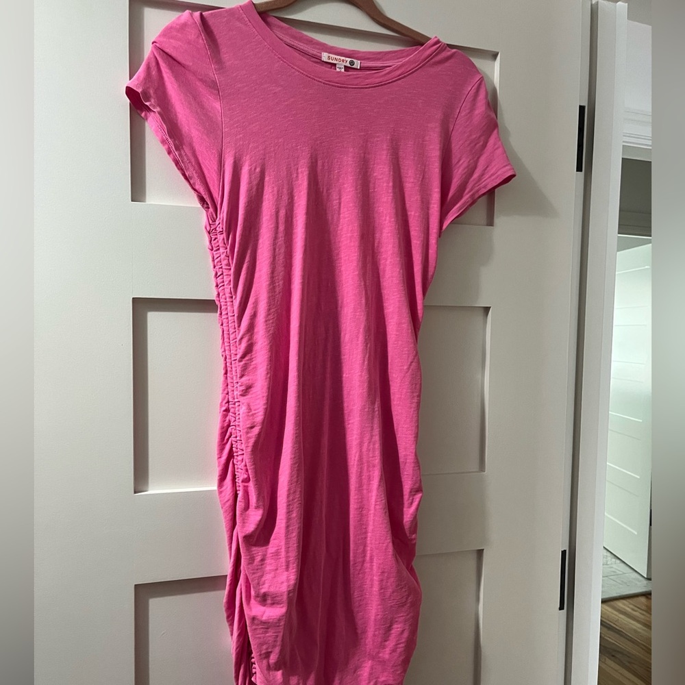 Sundry shortsleeved ruched dress with side ties